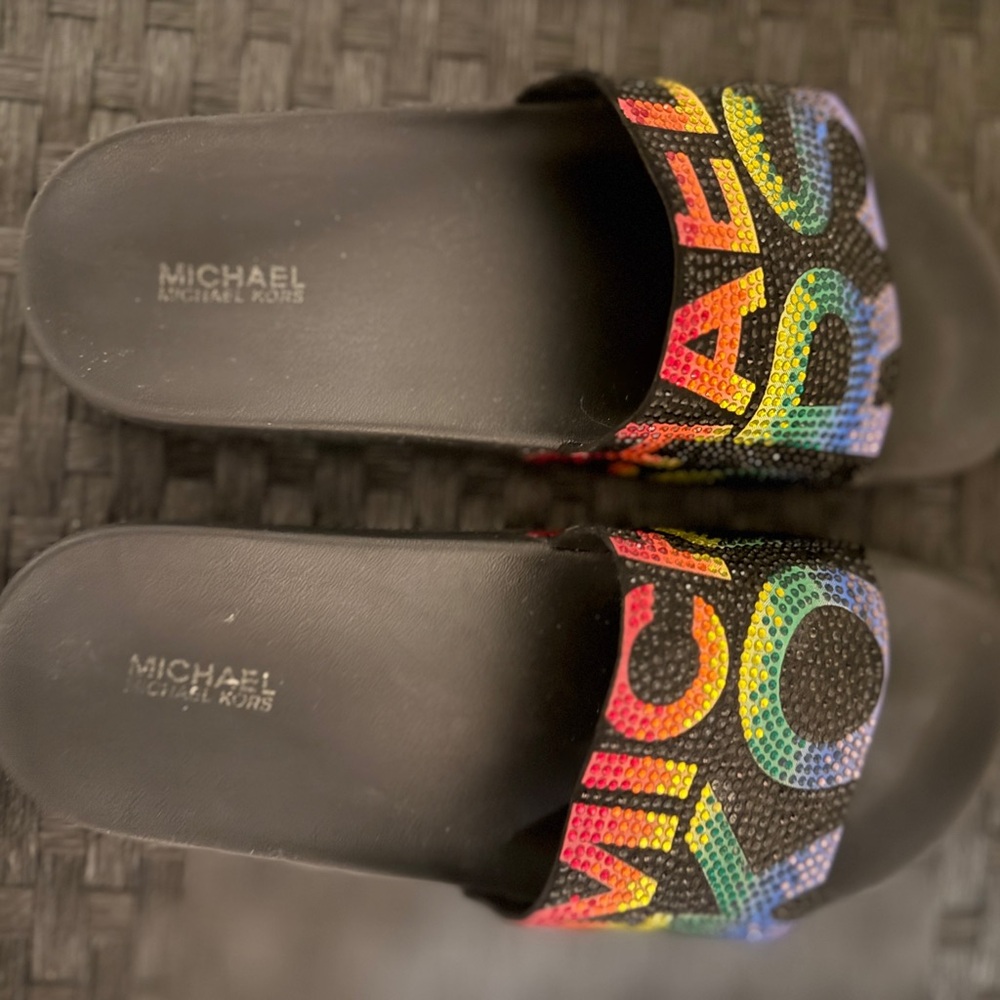 Michael Kors Multicolor Logo Slide Sandals